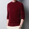 Suéteres para hombre, ropa gruesa de terciopelo para hombre, suéter térmico informal de invierno con cuello redondo y corte ajustado, jersey de punto cálido de manga larga para hombre