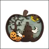 Decorazione per feste Halloween Decorazione per feste lampada in legno Pumpkin Creative Lighting POPS PROPS Desktop Ornament decor autunno mticolor crea dhzsn