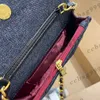 Clássico denim moedas bolsa feminina carteiras de lona vintage ouro prata dois tons metal corrente crossbody diamante acolchoado multi bolso car3312