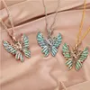 Pendentif Colliers De Mode Papillon Colliers Bijoux Femmes Iced Out Pendentifs Angel Wing Luxe Cristal Strass Animal Chandail Ch Dhlv6