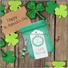 Gift Wrap Gift Wrap St. Patricks Day Guardian Angel Wings Keychain Party Pendant Key Chain Hooks With Green Candy Bag Irish Holiday Dhwo5