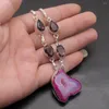 Hänghalsband Hermosa Natural Trendy Hole Druzy Purple Amethyssilver Color Chain Charms Halsband 18 tum A55