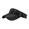 Ball Caps Fashion Women Solid Rhinestone Stitching Sun Protection Topless Baseball Visor Cap Outdoor Beach Hat Daily Accessories