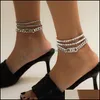 Anklets Crystal Iced Cubaanse keten Anklet Bracelet Sier Gold Mtilayer voet Tennis armbanden voor vrouwen Summer Fashion Jewelry Drop D DHGU6