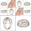 Cluster Rings Love Mom Ring Hollow Crystal Heart Rings Band For Women Mother Day Birthday Gift Fashion Jewelry Drop Delivery Dhkj4