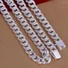 Cadenas Chapado en plata Exquisito Noble Precioso Encanto Moda Sólido 10 MM Cadena Mujeres Hombres Collar de boda 20 pulgadas Joyería N011