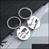 Key Rings Papa Mama Bear Key Ring Stainless Steel Animal Pattern Keychain Holders Hangs Fashion Jewelry Drop Delivery Dhz6E