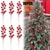 Décorations de Noël 10 PCS Baies Rouges Artificielles Branches De Pin Holly Berry Arbre De Noël Décoration Pour La Maison Noel Guirlande Ornement Cadeau Emballage