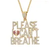 Pendant Necklaces Bling Iced Out Letters Please I Can't Breathe Zircon 2 Colors Men's Necklace Fashion Hip Hop Jewelry Gifts