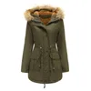 Frauen Trenchcoats Herbst Winter Frauen Grau Parkas Wolle Liner Jacken Für Kapuze Warme Mantel Kleidung