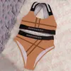 Klassiek geruit badpak Letter Logo Bikini voor dames Sportbeha Hoge taille Zwemkleding tweedelig