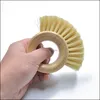 Cleaning Brushes Wooden Handle Cleaning Brush Creative Oval Ring Sisal Dishwashing Brushes Natural Bamboo Household Kitchen Supplies Dhcba