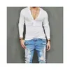 T-shirt da uomo US Stock Fashion Uomo Casual Slim Fit manica lunga scollo a V sexy T-shirt 221117
