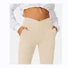 Yoga-Outfits SALSPOR Yoga-Hose mit überkreuzter Taille, Fitness-Saum, Schlitz, Sport-Flare-Hose, atmungsaktiv, elastisch, schlank, Workout-Leggings, Fitnessstudio, Kleidung T220930