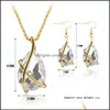 Brincos colar de colar de cristal de diamante Brincos de colar de j￳ias conjuntos de j￳ias Gold Gage Giff Pingente Pingente Gift para mulheres Deli Dhmdx