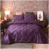 Bedding Sets Luxury Black Duvet ER Pinch Pleat Brief Bedding Conjunto Rainha King Tamanho 3pcs Bodedice de linho com travesseiro45 Drop del Dhov5