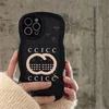 Mode Vague Motif Cadre Téléphone Cas De Luxe Givré Lettres Designer Marque Phonecase Couverture Pour IPhone 14 Pro Max Plus 13 12 11 XS XR Chaud