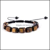 Perles coupées rectangulaires yoga sept chakras brins de pierre naturelle bracelets tissés bracelet réglable bracelet pour femmes bijoux de mode Dhkmn