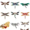 Pins Brooches Pins Brooches 1Pcs Green Red Black Enamel Dragonfly Insects For Women Men Alloy Metal Banquet Weddings Gifts Drop Del Dhcl1