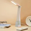 Bordslampor USB LED -skrivbordslampa med Bluetooth Alarmklocka Temperatur Stepless Dimning ight Light Touch Foldbar L￤sning