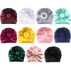 Newborn Baby Kids Boys Girls Soft Turban Cap Beanie Solid Knot Head Wrap Hats Golden Velvet Beanis Baby Gifts