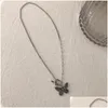 Pendentif Colliers Vintage Sier Papillon Charme Collier Pour Femmes Nouvelle Mode En Acier Inoxydable Hip Hop Bijoux Ot Lock Animal Pendentif Dhmnn