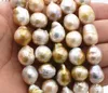 Anhänger Halsketten natürliche 11-13 mm mehrfarbige Barock Edison Reborn Keshi Perle Runde Perlen 15 "