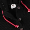 Sukienki dla dziewcząt sukienki letni krótki rękaw i długie ubrania dla dzieci z przodu guziki dziecięce ubranie czarne żeberka z czerwonym sznurkiem z kapturem 221117