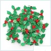 Decorações de Natal Decorações de Natal 100pcs Tabela Holly Berries e folhas Apliques para a coloração de laser DIY 22091 DHC85