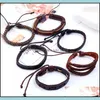 Bedelarmbanden verstelbare weefvlecht lederen armband set mti layer wrap armbanden polsband bangle manchet dames mannen mode sieraden dhuhr