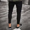 Jeans Moda Moda Menção Designer Cool Black Ripped Ripped Destacado Destruído Slim Fit Denim Pant Zipper Pants Hole para homens 221118