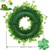 Decorative Flowers St. Patrick's Day Shamrock Wreath Artificial Leaf Garland Front Door Welcome Pendant Wall Window Party Festive