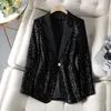 Completi da donna Blazer collezione blazer da donna con paillettes Abiti moda elegante giacca monopetto cappotto base Club abiti autunnali INKEO 2O150 221117