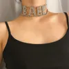 Choker sexy vrouw babe volledige strass brief nek ketting mode glanzende nachtclub hiphop overdrijving cadeau