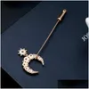 Pins Brooches Pins Brooches Fashion Simple Metal For Clothes Moon And Star Shape Coat Suit Lapel Pin Wholesale / Drop Delivery Jewel Dhzhe