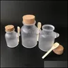 Garrafas de armazenamento Jarros Banho garrafa de sal 100ml/200 ml/300 ml Absado com lidra de cortiça Máscara de máscara em pó de pó garrafas de armazenamento Drop del Dhtuj