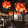 Lampes suspendues Style chinois Tissu Lotus Lustre Lampe classique Bouddha Hall Temple Salon Restaurant Couloir