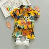 Giyim setleri çocuklar erkek bebek kıyafetleri rahat bohem yaz çiçek baskısı 2 parçalı kısa kollu tişört şort plaj kıyafeti takım elbise