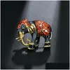 Pins Brooches Pins Brooches Arrival Lovely Blue Texture Enamel Elephant Shape Brooch Crystal For Women Kids Scarf Clothes Jewelry D Dhtvw