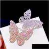 Broches Broches Broches Broches Asnora Élégant Rose Zircon Papillon Broche Pour Les Femmes Avec Montage En Cristal De Mariage Drop Delivery Jewelr Dhzak