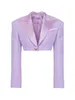 Ternos femininos Blazers High Street Est Designer de cetim de colarinho único Casaco de corte de botão único 221117