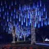 Cordes Guirlandes lumineuses Led d'extérieur, 8 Tubes, pluie de météores, arbre de jardin, décorations de noël, guirlandes de rue S2A4