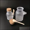 Storage Bottles Jars Bath Salt Bottle 100Ml/200Ml/300Ml Frosted Abs With Cork Lid Spoon Mask Powder Cream Storage Bottles Drop Del Dhtuj