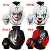 Herrtröjor vinter mode skräck clown 3d tryck hoodie unisex casual mäns tröja