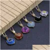 Agate Irregar lunette pendentif collier pour femmes pierre naturelle Chakra or chaîne colliers ras du cou filles bijoux cadeau Dhdhi