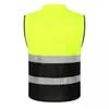 High-end aangepaste grote pocket reflecterend vest gebarmeerd geel en zwart verkeer commando fietsen slijtage Oxford Reflective Band