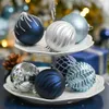 Decorazioni natalizie Valery Madelyn16pcs 8cm Palline Ornamento Albero blu Appeso Ciondolo in plastica per arredamento 221117