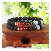 Beaded Design High Quality Black Matte Agate 7 Chakra Healing Stone Yoga Class Meditation Armband f￶r par Gift Drop Delivery Je DHFRD