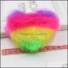 Party Favor Fashion Plush Keychain 10Cm Creative Heart Shaped Hairball Key Ring Bag Pendant Drop Delivery Home Garden Festive Party Dhgdd