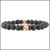 Pärlstav 8mm svart olja diffusor lava rock pärla strand armband trä pärlor armband för kvinnor män mode smycken droppleverans dhwqj